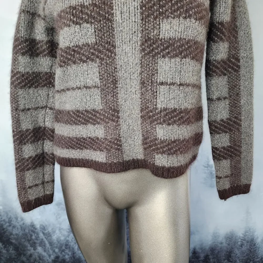 Ann Taylor Rabbit Hair Alpaca Wool Striped Crew Neck Sweater | Women's Medium